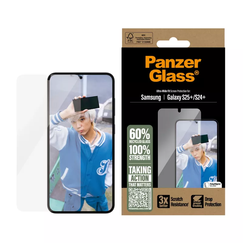 Película protetora de ecrã PanzerGlass® para Samsung Galaxy S25+ | S24+ | Ultra-Wide Fit