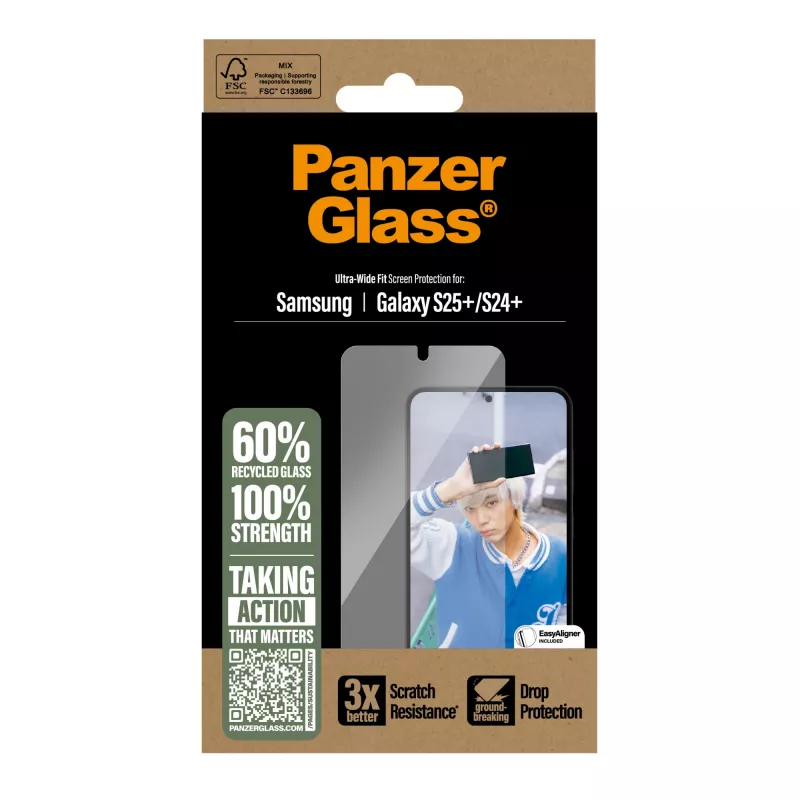 Película protetora de ecrã PanzerGlass® para Samsung Galaxy S25+ | S24+ | Ultra-Wide Fit