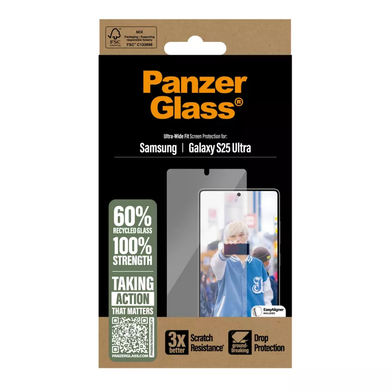 Película protetora de ecrã PanzerGlass ® Samsung Galaxy S25 Ultra | Ultra-Wide Fit