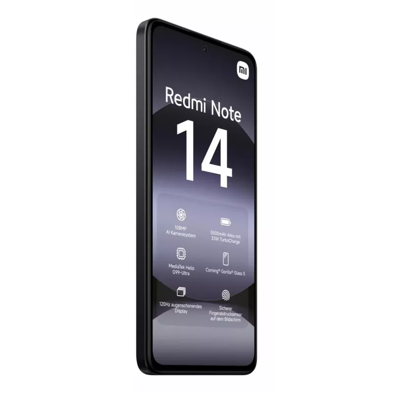 Smartphone Xiaomi Redmi Note 14 6,67 polegadas AMOLED 120 Hz, 6 GB RAM, 128 GB, 108 MP, 5500 mAh, IP54, preto