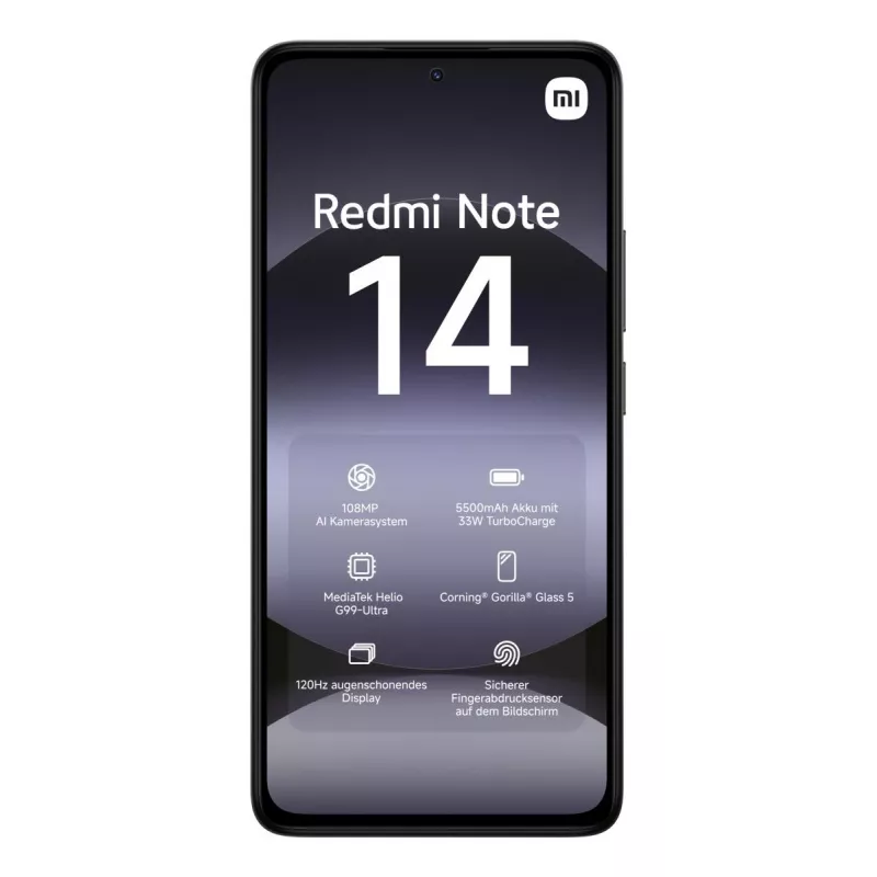 Smartphone Xiaomi Redmi Note 14 6,67 polegadas AMOLED 120 Hz, 6 GB RAM, 128 GB, 108 MP, 5500 mAh, IP54, preto