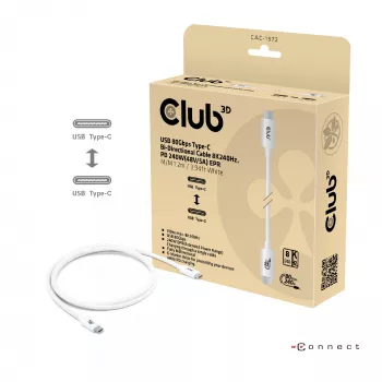 Cabo CLUB3D USB 80Gbps certificado 240W 8K240Hz Type-C® 1,2 m / 3.94ft preto