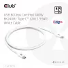 Club3D CAC-1572 cabo certificado USB 80 Gbps, USB-C para USB-C, 240 W PD, 8K240Hz, 1,2 m, branco