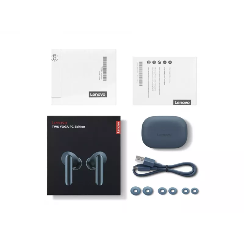 Auscultadores Lenovo TWS Yoga PC Edition True Wireless Stereo (TWS) intra-auriculares chamadas/música Bluetooth azul-petróleo