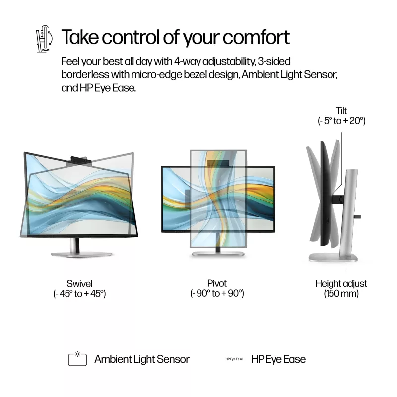 Monitor de conferência HP Series 5 Pro 27 polegadas QHD USB-C - 527pm, 68,6 cm (27 polegadas), 2560 x 1440 píxeis, Quad HD, LCD, 5 ms, preto
