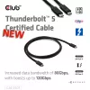 Cabo CLUB3D Thunderbolt™ 5 certificado 8K240Hz dados 80/120 Gbps EPR 240 Watt M/M 1m / 3,28ft