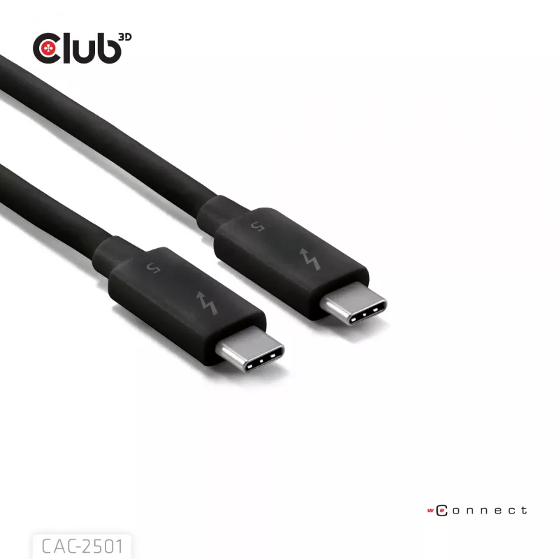 Cabo CLUB3D Thunderbolt™ 5 certificado 8K240Hz dados 80/120 Gbps EPR 240 Watt M/M 1m / 3,28ft