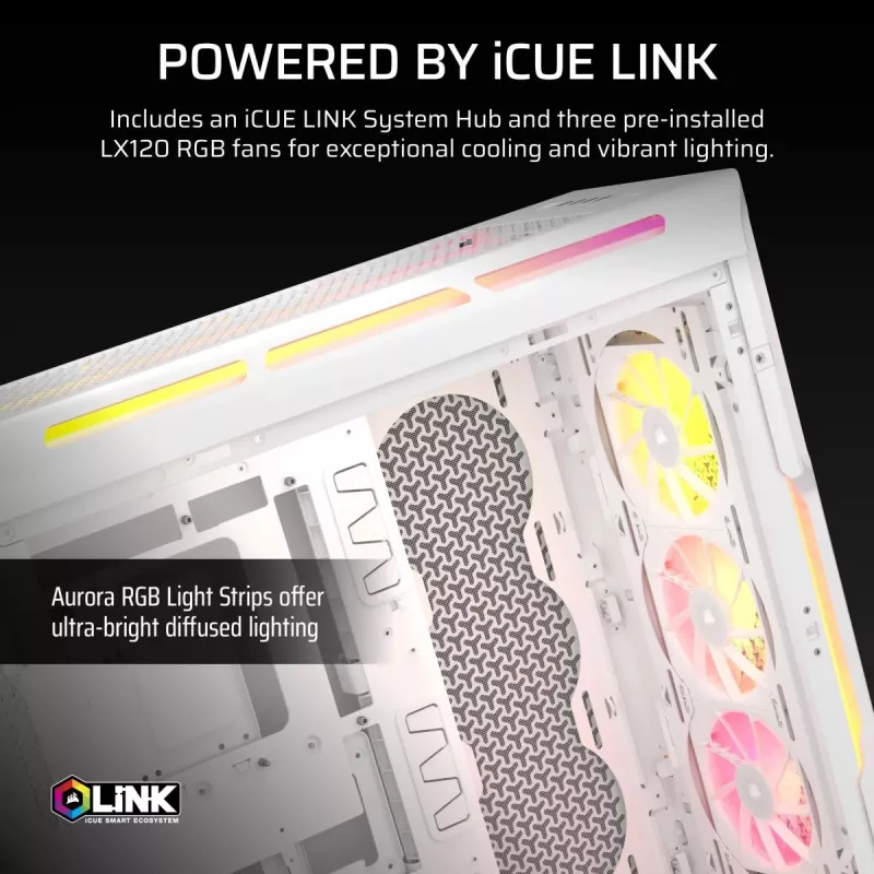 Caixa de PC CORSAIR - 5000T LX RGB Midi-Tower (vidro temperado) branca