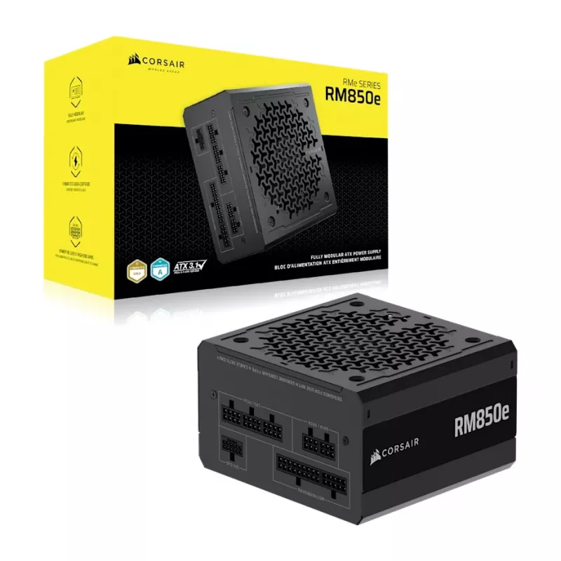 Fonte de alimentação CORSAIR - 850W Série RMe RM850e 24 pinos ATX preta