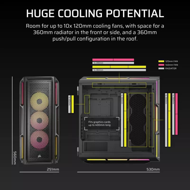 Caixa de PC CORSAIR - Icue Link 5000t Lx RGB Mid-Tower High-Performance