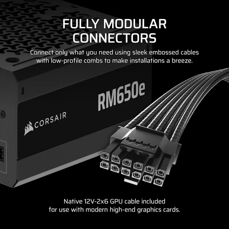 Fonte de alimentação CORSAIR - Série RMe RM650e totalmente modular, ATX 650W silenciosa