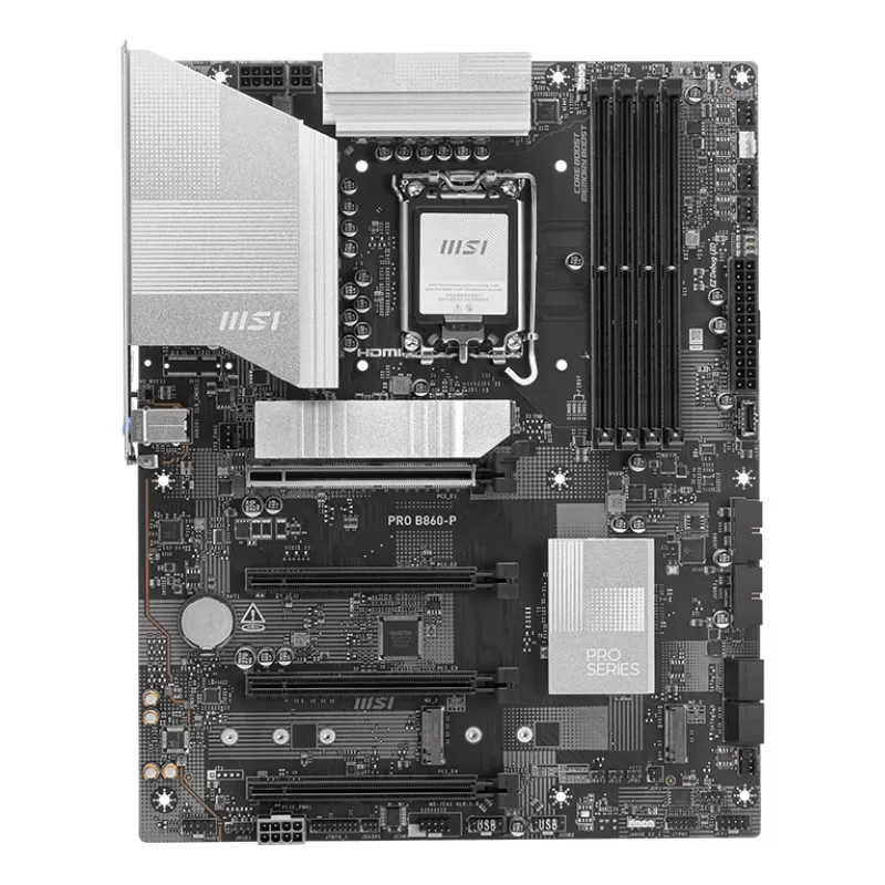 Placa-mãe MSI PRO B860-P — Intel B860, LGA 1851, ATX, DDR5, 4 DIMM, 3×M.2, 5Gb LAN, HDMI 2.1