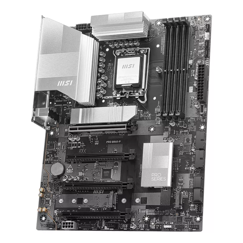 Placa-mãe MSI PRO B860-P — Intel B860, LGA 1851, ATX, DDR5, 4 DIMM, 3×M.2, 5Gb LAN, HDMI 2.1