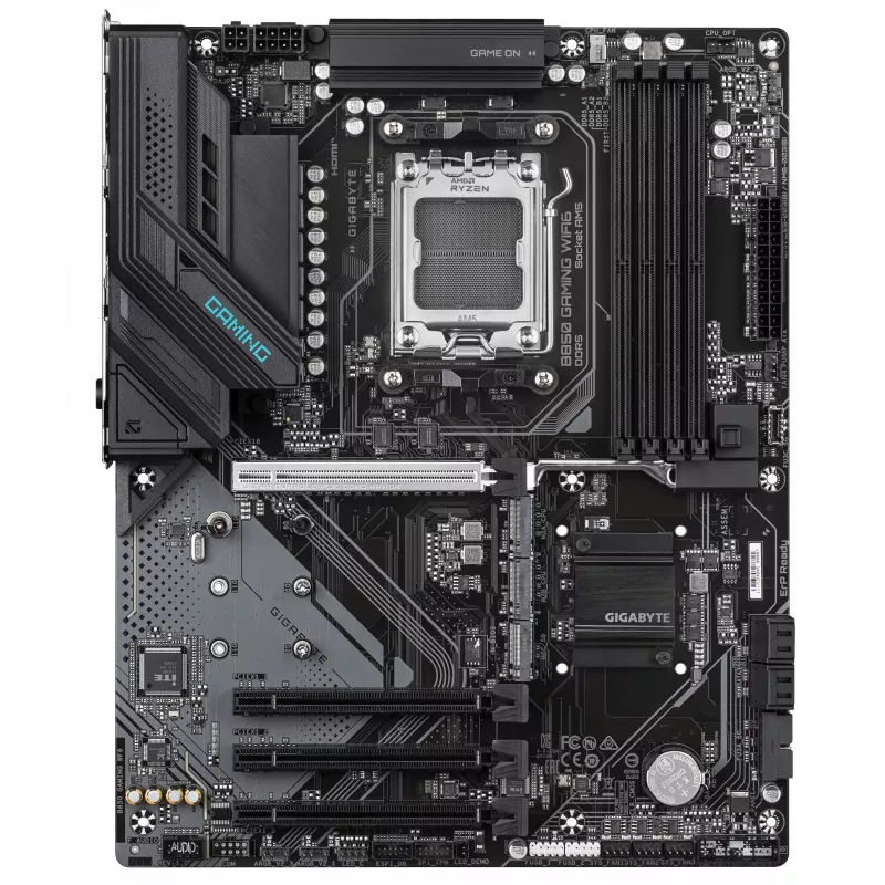 Placa-mãe GIGABYTE B850 GAMING WIFI6, chipset AMD B850, socket AM5, ATX, 4x slots DDR5, Wi-Fi 6, 3x M.2, 4x SATA III
