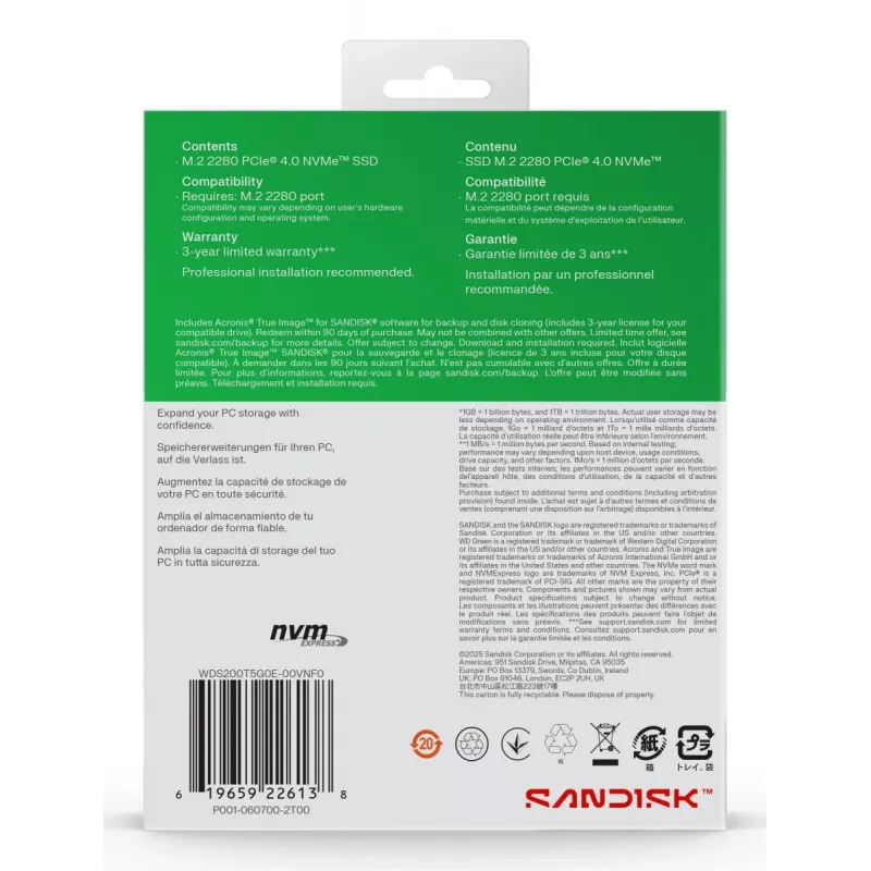SSD WESTERN DIGITAL - WD Green SN3000 NVMe - 500GB - PCIe Gen4 x4 - M.2 2280
