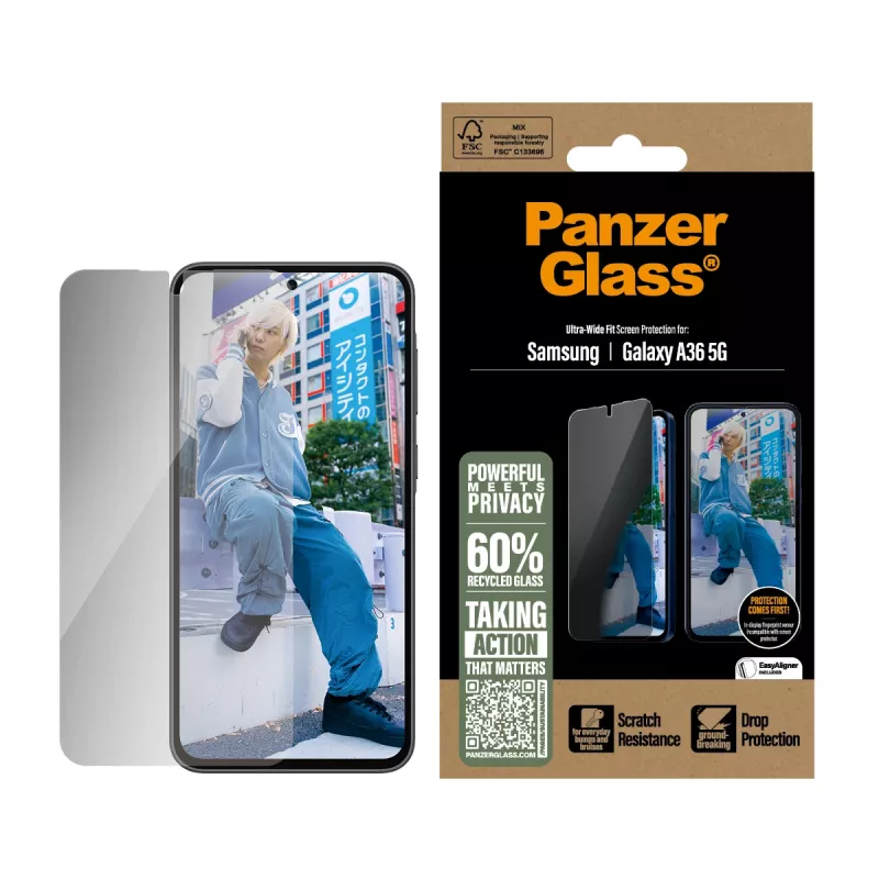 Protetor de ecrã de privacidade PanzerGlass ® Samsung Galaxy A36 5G | Ultra-Wide Fit