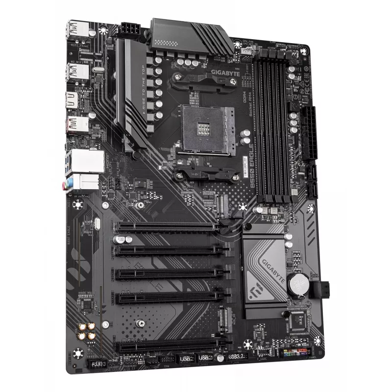 Motherboard GIGABYTE B550 EAGLE - CPUs AMD Ryzen 5000 G-Series, 10+3+1 fases VRM, até 3200 MHz DDR4, 1xPCIe 4.0 + 1xPCIe 3.0 M.2, 1GbE LAN, USB 3.2 Gen 2