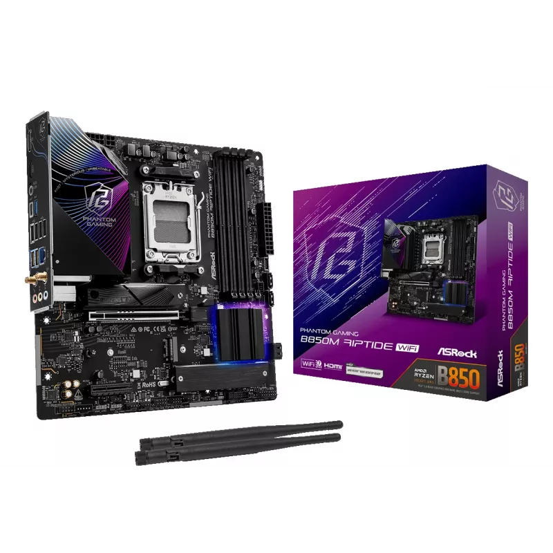 Motherboard ASRock B850M Riptide WiFi AM5 AMD B850 4 X DDR5 1 X HDMI 2.1 Tmds/frl 8g 1 X DisplayPort 1.4 With DSC mATX