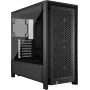 Caixa de PC CORSAIR FRAME 4000D RS Midi Tower — preta, suporte EATX, vidro temperado, USB-C, 3 ventoinhas frontais de 120 mm