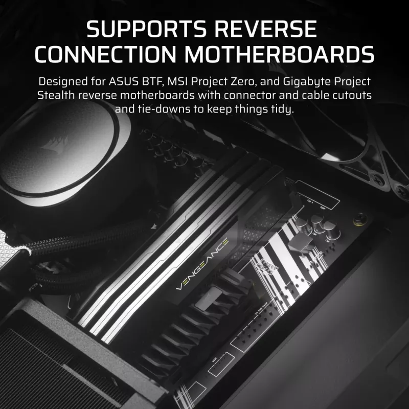 Caixa de PC CORSAIR FRAME 4000D RS Midi Tower — preta, suporte EATX, vidro temperado, USB-C, 3 ventoinhas frontais de 120 mm