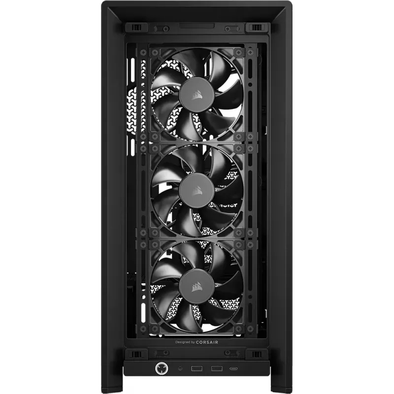 Caixa de PC CORSAIR FRAME 4000D RS Midi Tower — preta, suporte EATX, vidro temperado, USB-C, 3 ventoinhas frontais de 120 mm