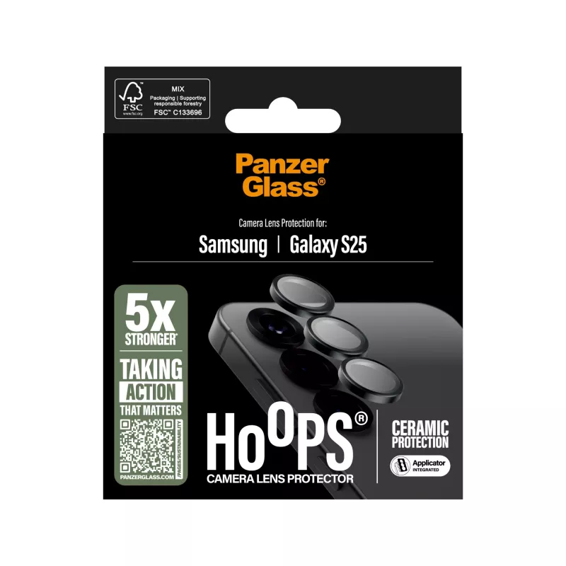 Proteção de lente de câmara em cerâmica PanzerGlass ® Hoops® para Samsung Galaxy S25