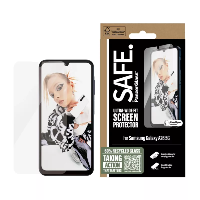 Película protetora de ecrã PanzerGlass SAFE. by ® Samsung Galaxy A26 5G | Ultra-Wide Fit com EasyAligner