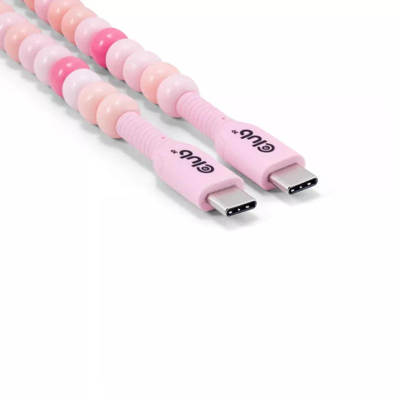 Club 3D CAC-3010 cabo de contas de USB-C para USB-C, 2 m, PD 60 W, 480 Mbps, rosa