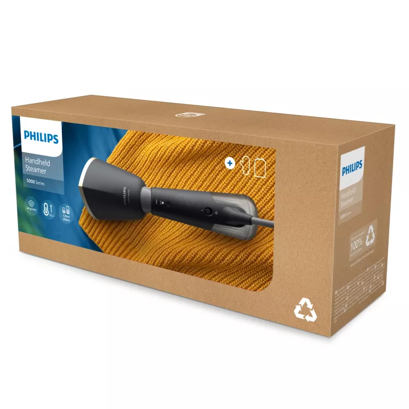 Philips série 5000 STH5030/80 vaporizador de roupa de mão, 1300 W, 24 g/min, depósito de água amovível de 120 ml, cinzento escuro