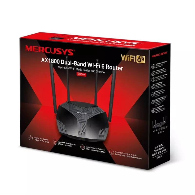 Router wireless MERCUSYS MR70X Gigabit Ethernet dual-band (2,4 GHz / 5 GHz) preto
