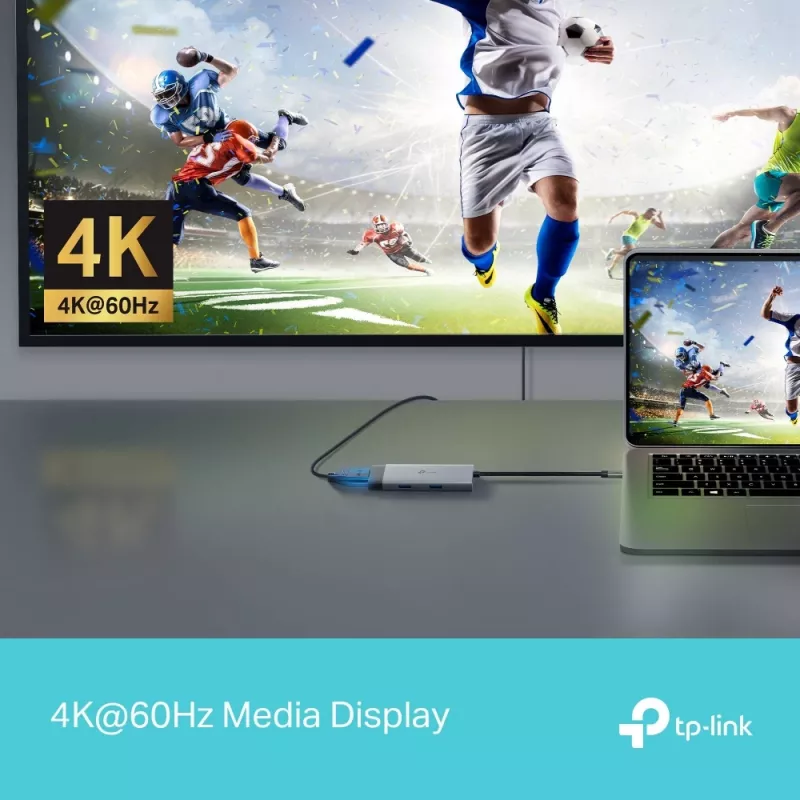 TP-Link UH5020C hub USB-C de 5 portas, HDMI 4K@60Hz, 100 W Power Delivery, 1x USB-C, 2x USB-A, 5 Gbps, alumínio, cinzento