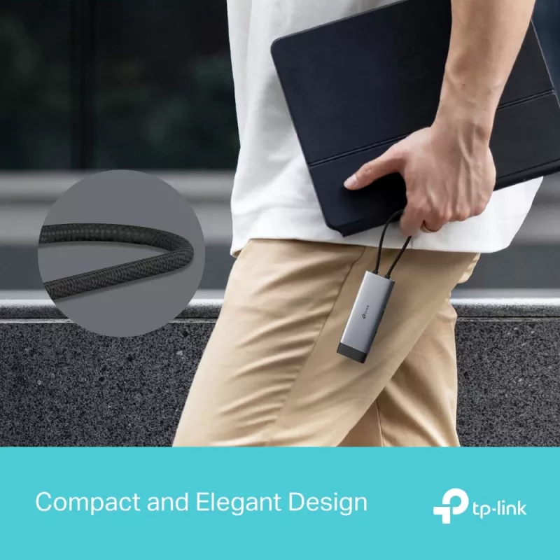 TP-Link UH5020C hub USB-C de 5 portas, HDMI 4K@60Hz, 100 W Power Delivery, 1x USB-C, 2x USB-A, 5 Gbps, alumínio, cinzento