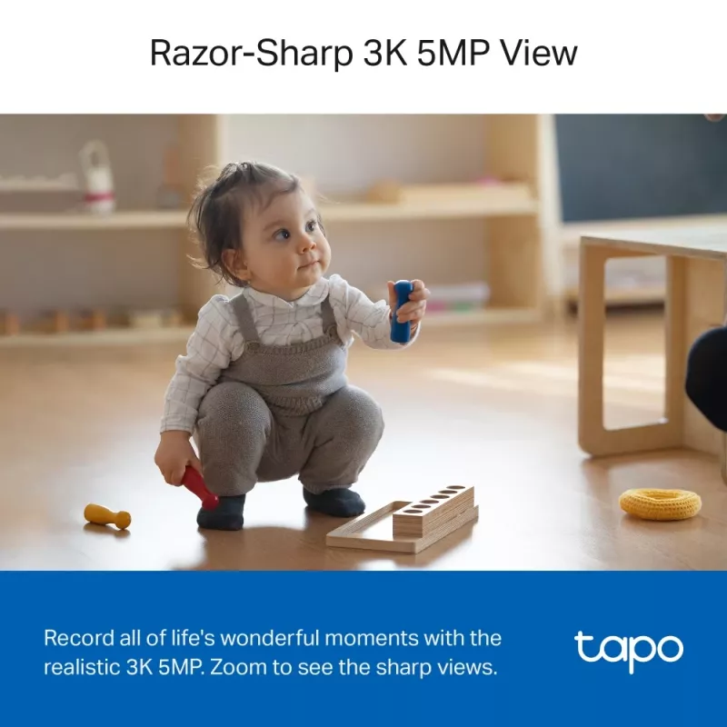 Câmara de segurança Wi-Fi TP-Link Tapo Pan/Tilt AI SPEC: 3K 5MP (2880×1620), 2,4 GHz, horizontal 360º