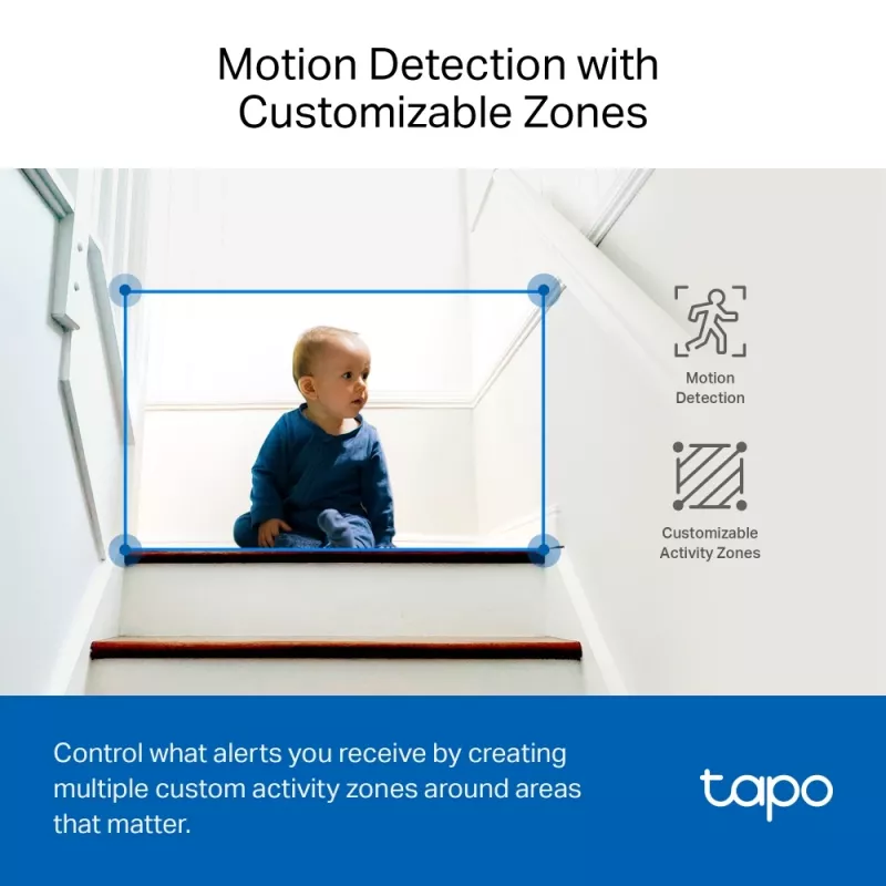 Câmara de segurança Wi-Fi TP-Link Tapo Pan/Tilt AI SPEC: 3K 5MP (2880×1620), 2,4 GHz, horizontal 360º