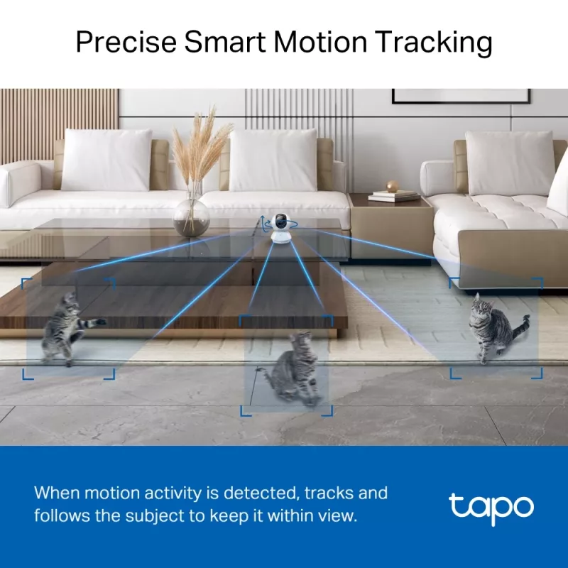 Câmara de segurança Wi-Fi TP-Link Tapo Pan/Tilt AI SPEC: 3K 5MP (2880×1620), 2,4 GHz, horizontal 360º