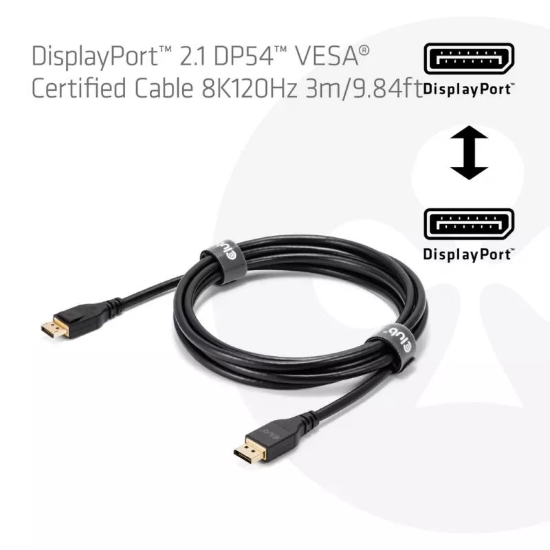 Cabo CLUB3D DisplayPort™ 2.1 DP54™ certificado VESA® 8K120Hz 3m/ 9.84ft