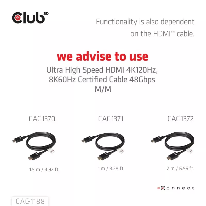 Adaptador club 3d Mini DisplayPort 1.4 para HDMI 8K60Hz M/F, ficha Mini DisplayPort