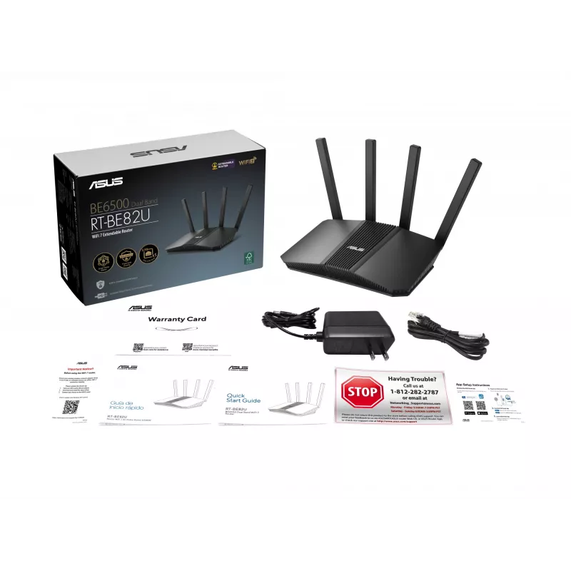 Router WLAN ASUS RT-BE82U BE6500 2,5 Gigabit Ethernet dual band (2,4 GHz / 5 GHz) preto