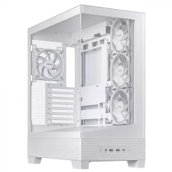Caixa de PC ASUS A31 Plus TG ARGB WHITE midi tower — ATX, vidro temperado, ARGB, 3x120mm + 1x120mm ventoinhas, GPU 38 cm, dissipador de CPU 165 mm