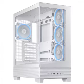 Caixa de PC ASUS A31 Plus TG ARGB WHITE midi tower — ATX, vidro temperado, ARGB, 3x120mm + 1x120mm ventoinhas, GPU 38 cm, dissipador de CPU 165 mm