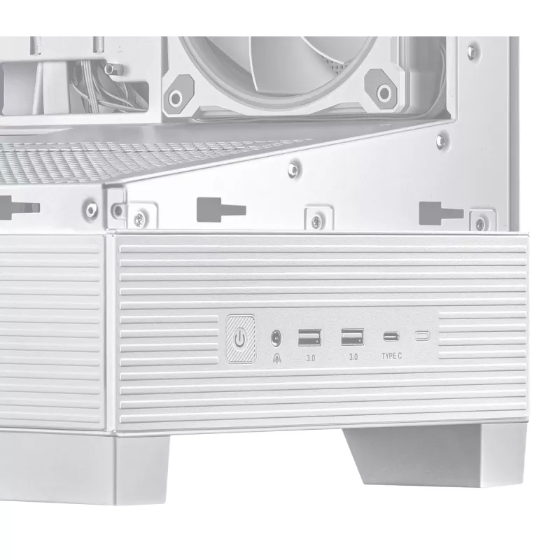 Caixa de PC ASUS A31 Plus TG ARGB WHITE midi tower — ATX, vidro temperado, ARGB, 3x120mm + 1x120mm ventoinhas, GPU 38 cm, dissipador de CPU 165 mm
