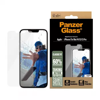 Película protetora de ecrã PanzerGlass ® iPhone 17e | 16e | 14 | 13 | 13 Pro | Classic Fit com EasyAligner