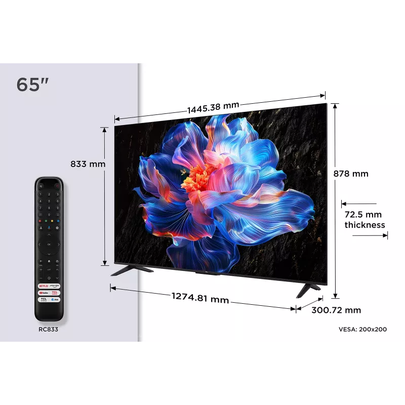 TV TCL V6C 65V6C 165,1 cm (65 polegadas) 4K Ultra HD Smart TV Wi-Fi metálico 280 cd/m²