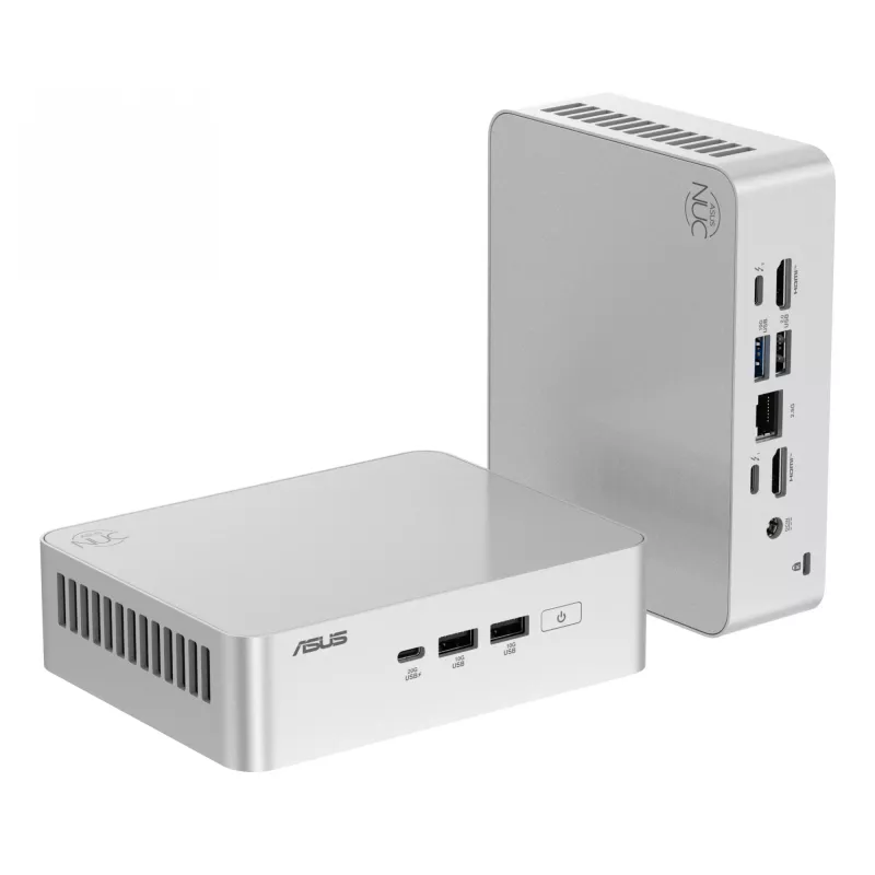 Mini PC Barebone ASUS NUC 15 Pro+ RNUC15CRSU900002 — Intel Core Ultra 9 (16 núcleos/16 threads), DDR5 até 192 GB, Intel Arc 140T, Wi‑Fi 7, 2x HDMI 2.1, 2x Thunderbolt 4