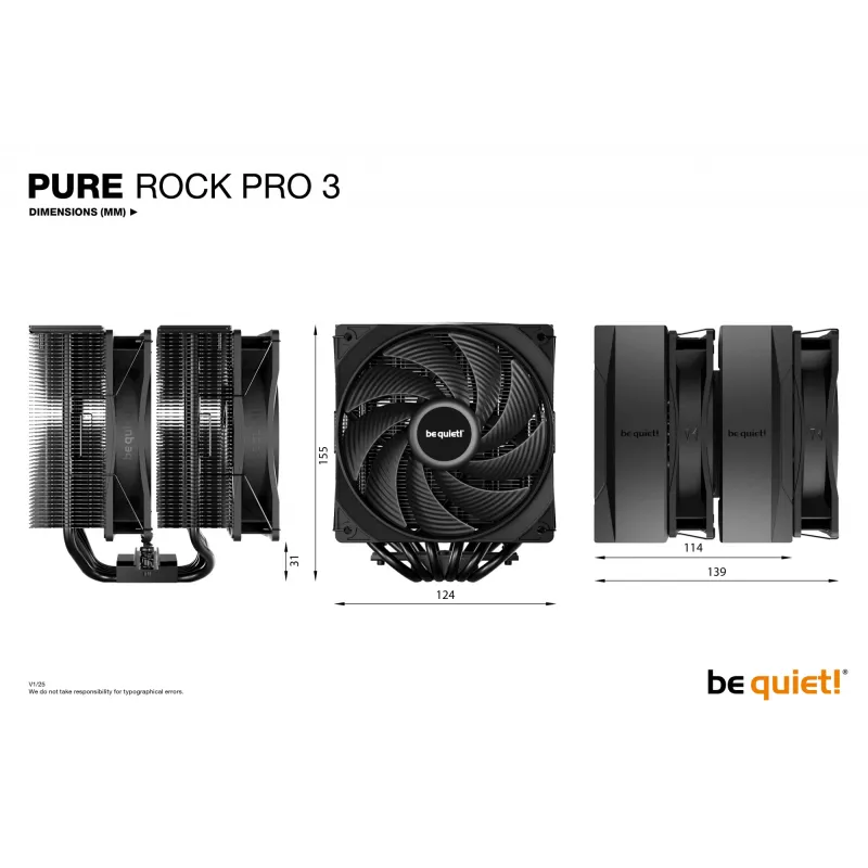 Cooler de CPU a ar be quiet! Pure Rock Pro 3 preto 12 cm 1 peça