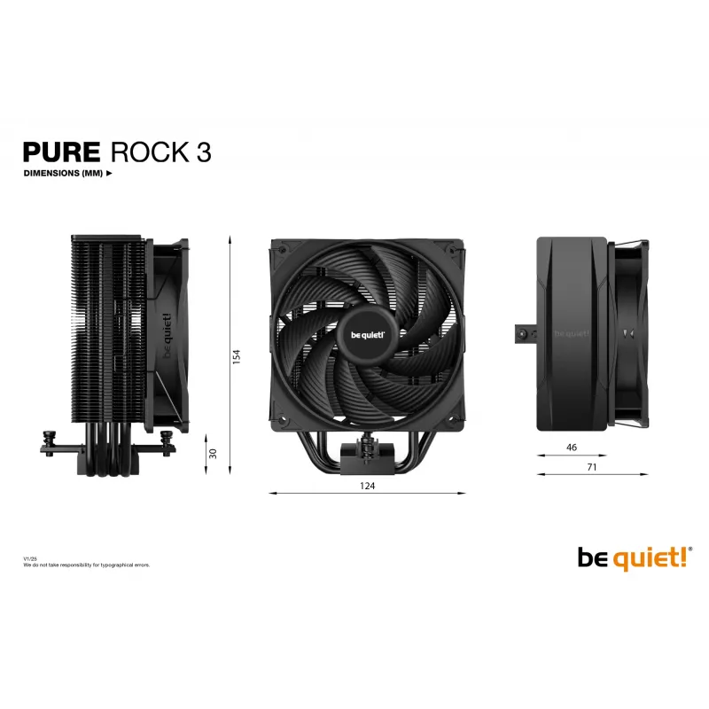 Dissipador de CPU be quiet! Pure Rock 3 Preto 12 cm 1 unid.