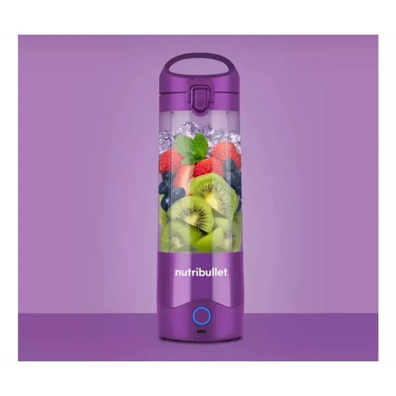 Misturadora portátil NUTRIBULLET Portable 0.475 L — roxa, bateria de 2000 mAh, recipiente Tritan