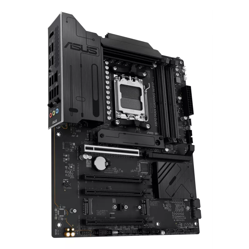 Placa-mãe ASUS X870 MAX GAMING WIFI7 ATX — AMD X870, Socket AM5, DDR5, 4 DIMM, 256 GB, Wi‑Fi 7, Bluetooth 5.4, 3 M.2, 2x USB4 Gen3x2