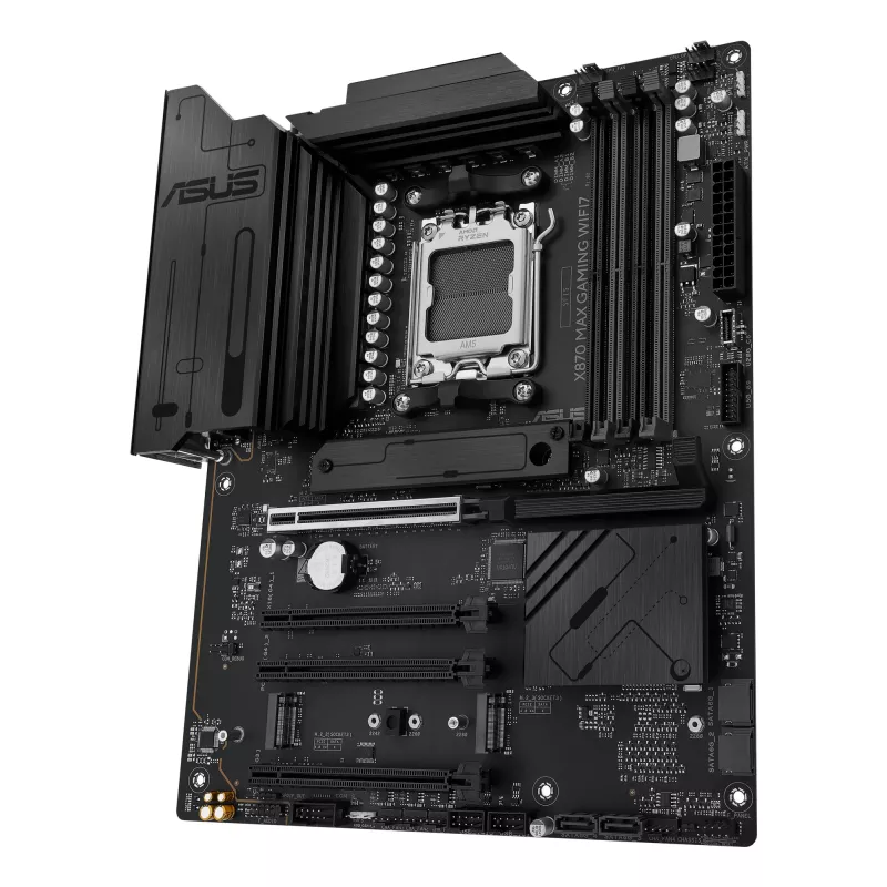 Placa-mãe ASUS X870 MAX GAMING WIFI7 ATX — AMD X870, Socket AM5, DDR5, 4 DIMM, 256 GB, Wi‑Fi 7, Bluetooth 5.4, 3 M.2, 2x USB4 Gen3x2