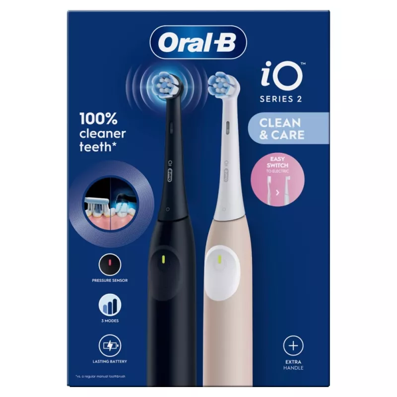 Escova de dentes elétrica Oral-B iO Series 2 Duo preta rosa recarregável com sensor de pressão inteligente